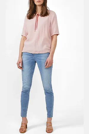 Sandwich Blouse Woven Short Sleeves Ruby Blush