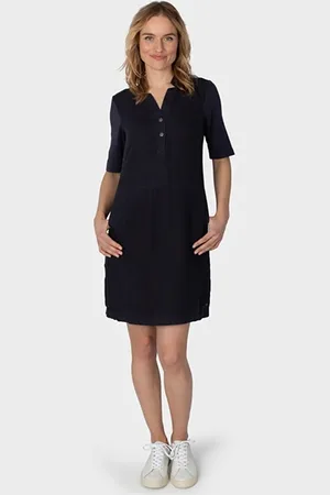 Sandwich Linen Dress With Buttons Almost Black