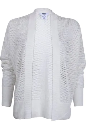 DKNY L/s Open Knit Cardig White