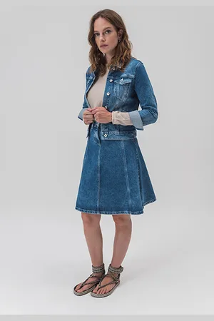 Sandwich Middellange Spijkerrok Rough Denim