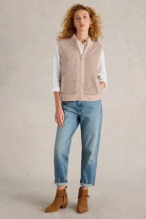 White Stuff Becky Boucle Gilet Light Natural