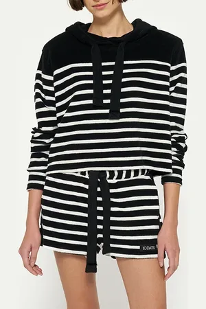10 days Terry Hoodie Stripes Black/ecru