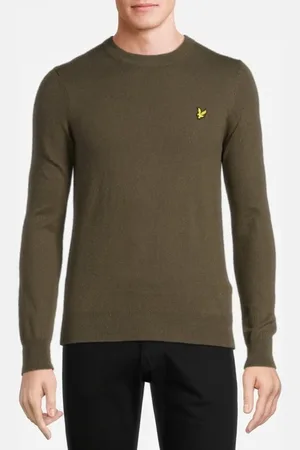 Lyle & Scott Cotton Merino Crew Neck Jumper Olive