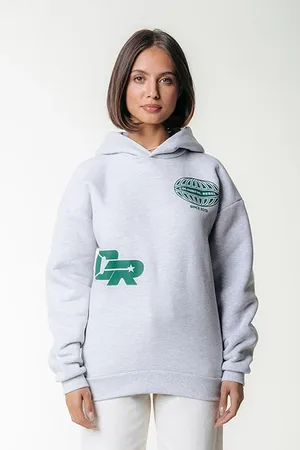 Colourful rebel Racer Logo Clean Hoodie Light Grey Melange