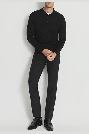 Reiss Trafford-ls Merino Button Black