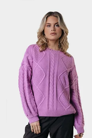 Colourful rebel Olivia Cable Knitwear Sweater Violet Pink