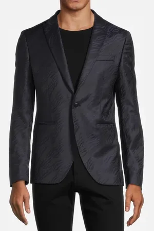 John Varvatos One Button Peak Lapel Jacket Black/blue