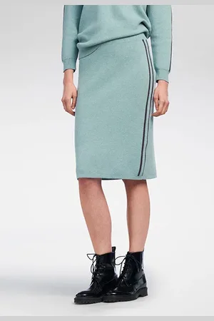 Sandwich Skirt Knitted Medium Granite Green Htr