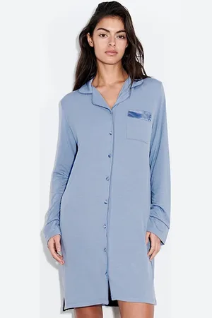 Femilet Nw 1p Nightgown Ls Borneo Blue