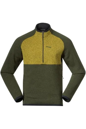 Bergans Kamphaug Knitted Half Zip Dark Olive Green/light Olive Green