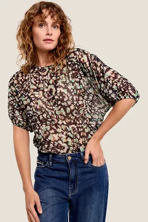 Summum Woman Top Allover Print Black