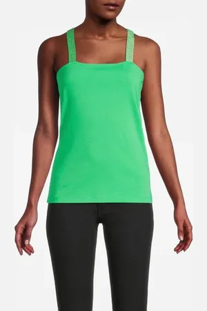 Summum Woman Singlet Cross Band Organic Cotton Elastane Basic Island Gree