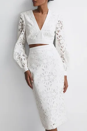 Reiss Immi-lace Pencil Co Ord White
