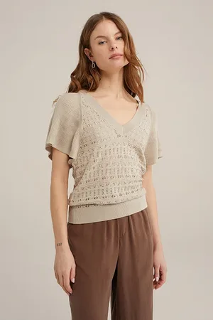 WE Fashion Knitted Pullover Beige