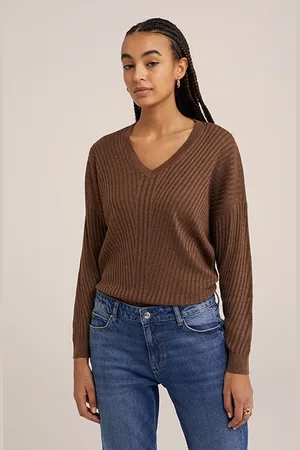 WE Fashion Knitted Pullover Dark Brown