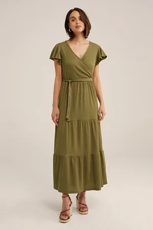 WE Fashion Dress Midi Olive Green