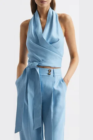 Reiss Hollie-cowl Halter Top Blue