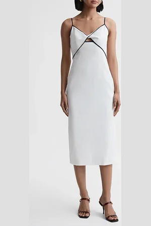 Reiss Leona-strappy Linen Midi White