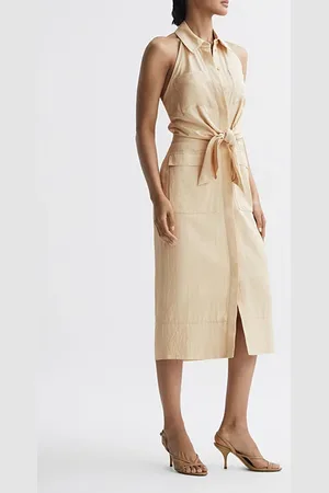 Reiss Camilla-linen Halter Midi Neutral
