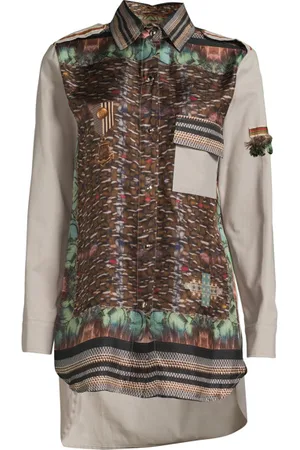 MUCHO GUSTO Silk/cotton Blouse Lyon Feathers Beige Beige