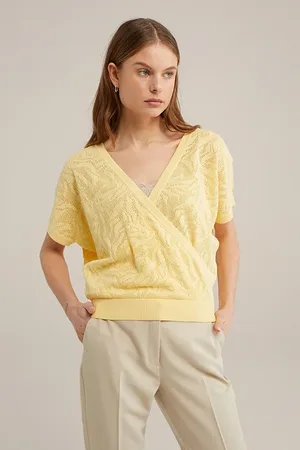WE Fashion Knitted Pullover Light Yellow