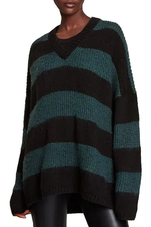 AllSaints Lou Sparkle Vneck Black/forest Green