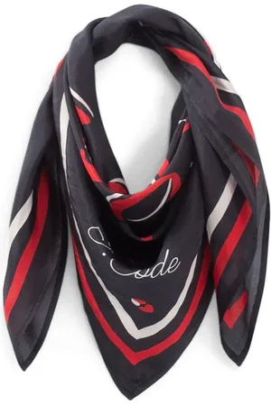ICODE Navy Scarf With Kiss-hearts Motif