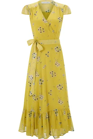 Ivy & Oak Wrap Dress Midi Fine Flower Sunglow