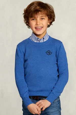 River Woods Custom Fit Cotton/wool Sweater Olympic Mix Blue
