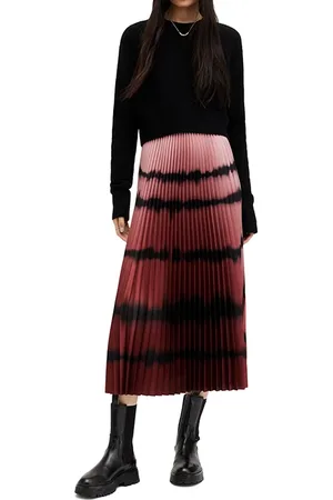 AllSaints Curtis Ombre Dress Black/red