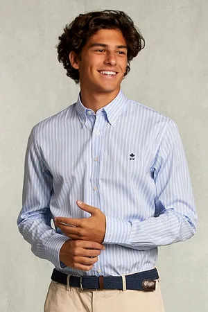 River Woods Custom Fit Striped Shirt Blue/white Blue