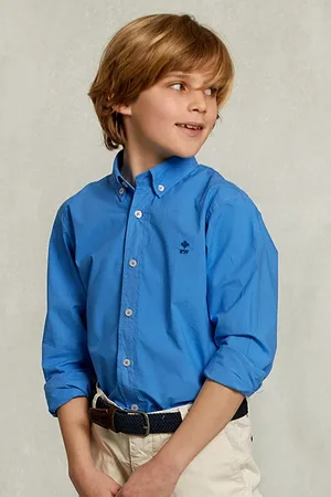 River Woods Custom Fit Poplin Shirt Azure Blue