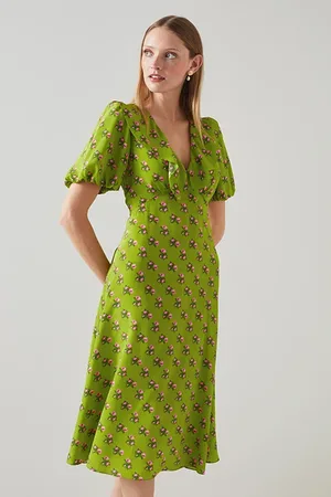 LK Bennett Edeline Midi Dress Lime