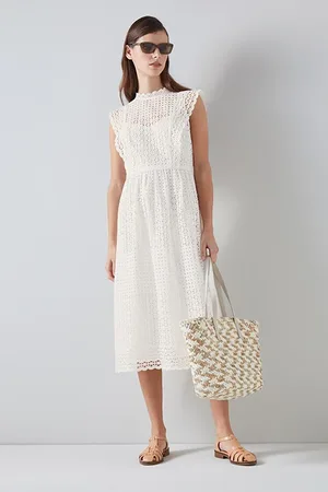LK Bennett Laila Petite Midi Dress White