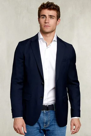 River Woods Blazer Applied Pockets Blue Blue