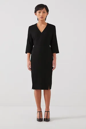 LK Bennett Sky Petite Midi Dress Black