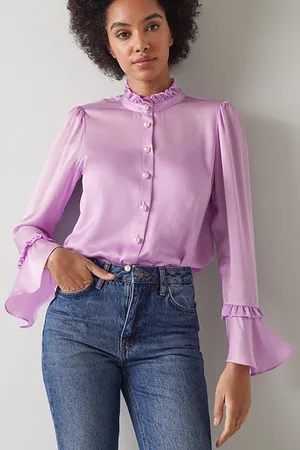 LK Bennett Anya Button-down Shirt Lavender