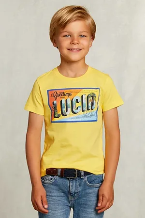River Woods Normal Fit Basic T-shirt In Butterfly Yellow