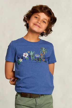 River Woods Normal Fit Basic T-shirt Wallstreet Mel Blue