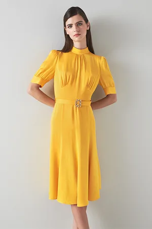 LK Bennett India Midi Dress Yellow