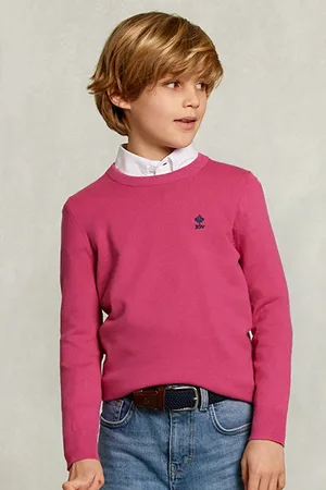 River Woods Normal Fit Basic Crew Neck Pullover Amaranth Pink