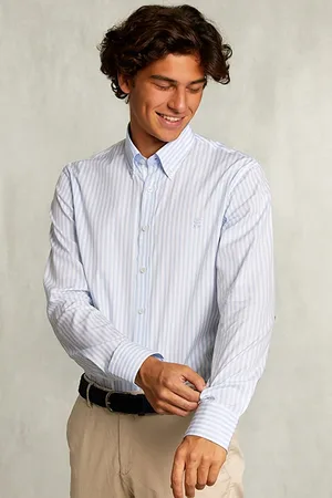 River Woods Custom Fit Striped Shirt Blue/white Blue