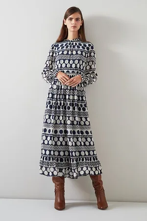 LK Bennett Susie - Midi Dress Navy/cream