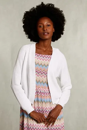 River Woods White Basic V-neck Cardigan White