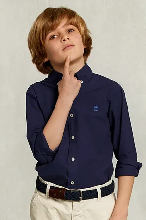 River Woods Custom Fit Poplin Shirt Cobalt Blue