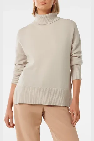 Forever New Mia Relaxed Roll Neck Knit Jumper Neutral