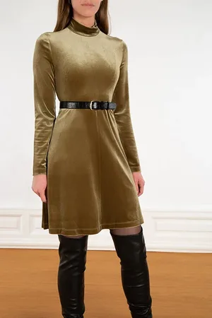 Vanilia Little Velvet Dress Cliff Green