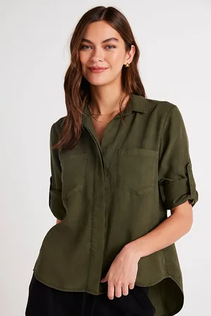 Bella Dahl Split Back Button Down Italian Herb