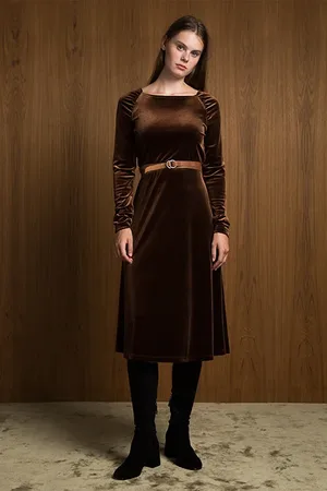 Vanilia Dress Velvet/chocolate Brown