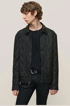 John Varvatos Bergen Regular Fit Ls Zip Front Jacket With Leathe Black